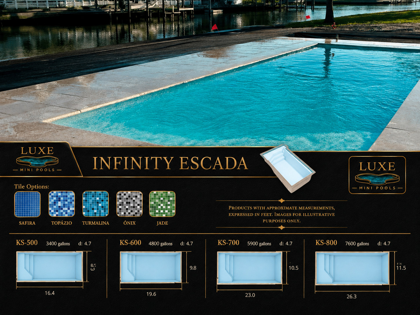 Infinity Escada small fiberglass pool with statement steps for a small yard | Texas service areas: Houston, Spring, Magnolia, Montgomery, Conroe, Katy, Navasota, Bryan, College Station, Hempstead, Cypress, and Huntsville, Texas Infinity Escada small fiberglass pool with statement steps for a small yard in Conroe and Katy, Texas