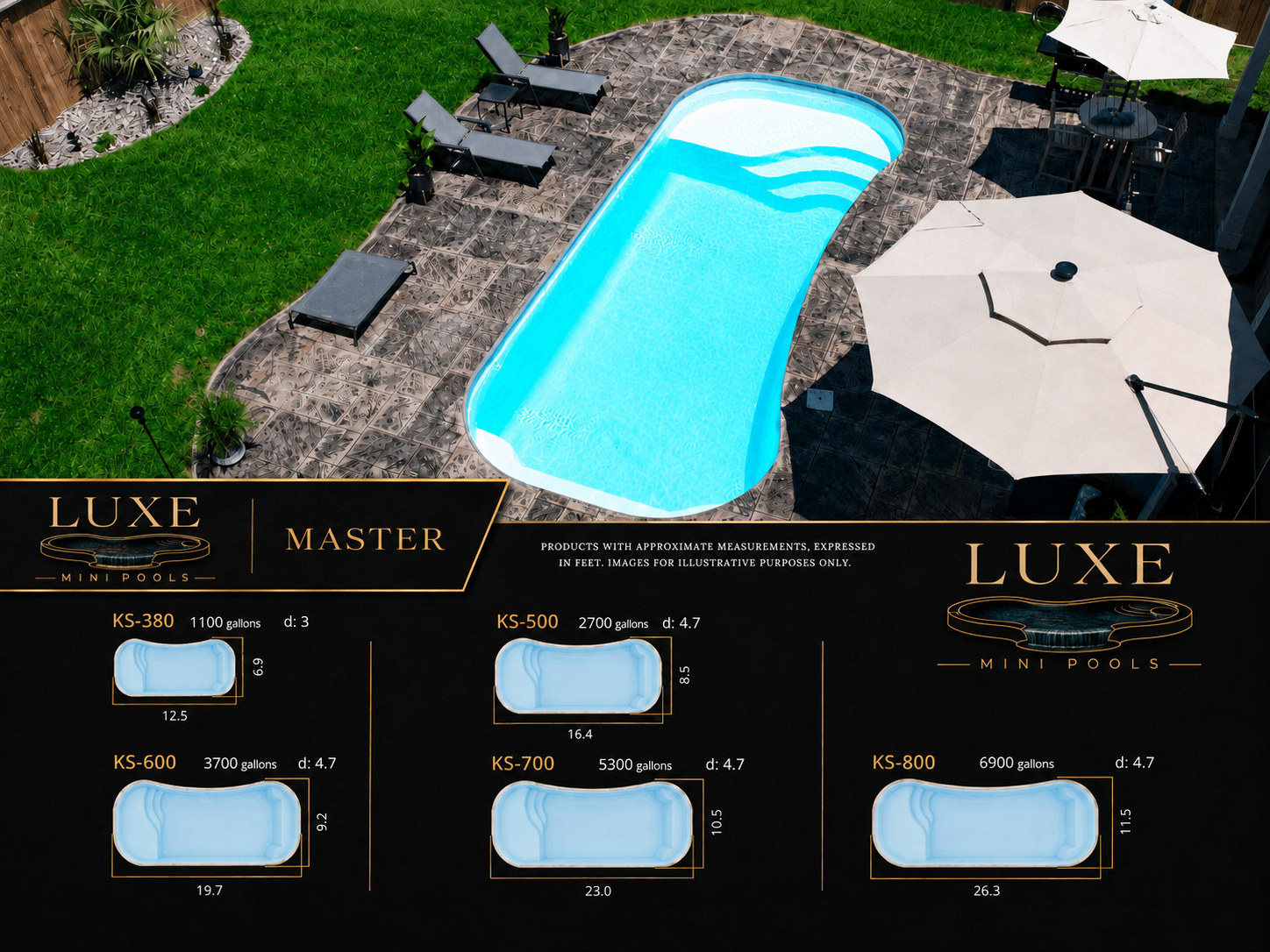 Master compact fiberglass pool with built-in steps for small yards | Texas service areas: Houston, Spring, Magnolia, Montgomery, Conroe, Katy, Navasota, Bryan, College Station, Hempstead, Cypress, and Huntsville, Texas Master compact fiberglass pool with built-in steps for small yards in College Station and Hempstead, Texas
