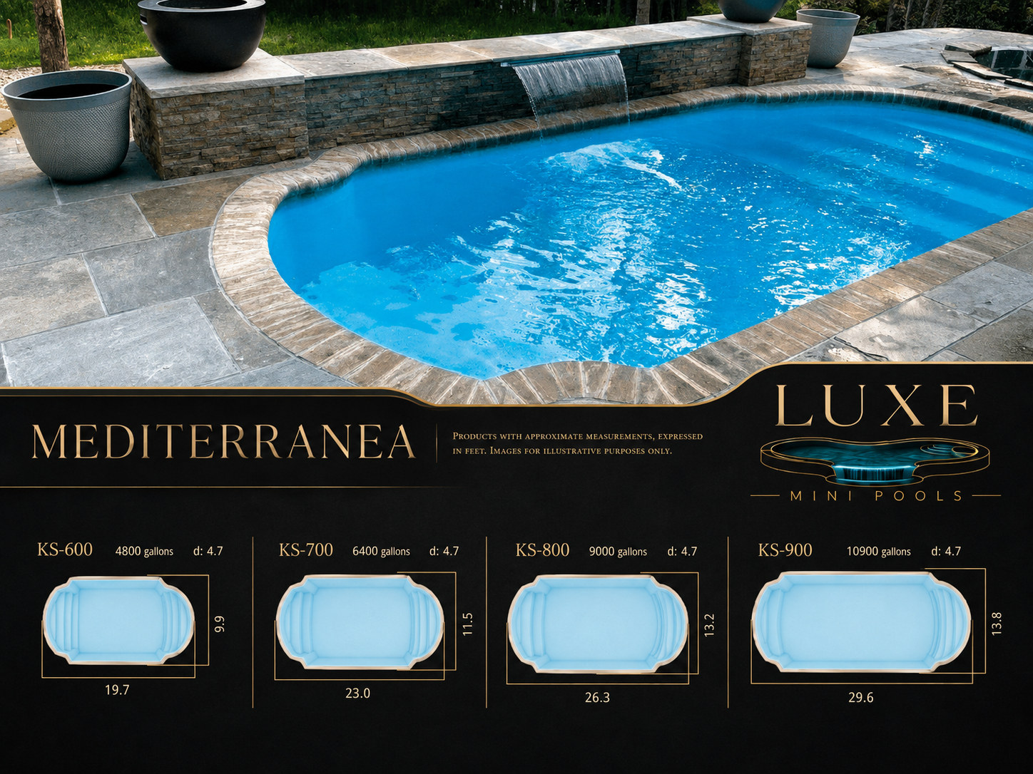 Mediterranea curved fiberglass small pool and plunge pool design | Texas service areas: Houston, Spring, Magnolia, Montgomery, Conroe, Katy, Navasota, Bryan, College Station, Hempstead, Cypress, and Huntsville, Texas Mediterranea curved fiberglass small pool and plunge pool design in Magnolia and Montgomery, Texas